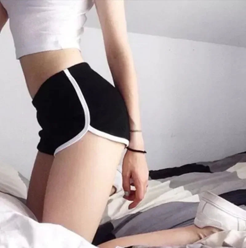 Women’s Retro Sport Hot Shorts – Slim Fit High Waist Gym & Yoga Shorts