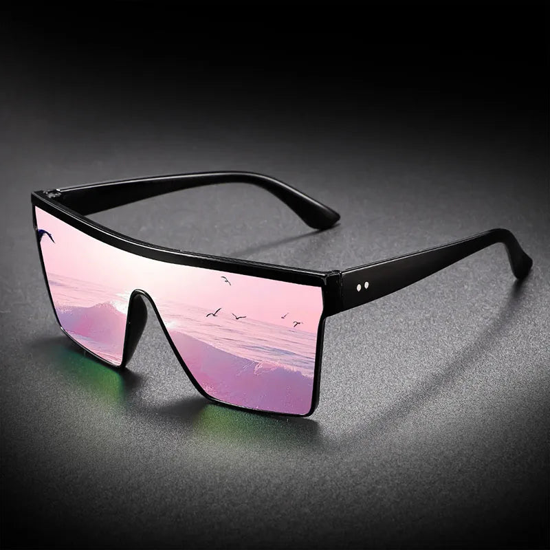 Futuristic Oversized Visor Sunglasses – Y2K Reflective “Mask” Shield Shades