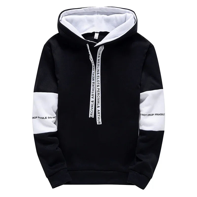 Men’s Typography Pullover Hoodie – Clean Preppy Streetwear Sweatshirt