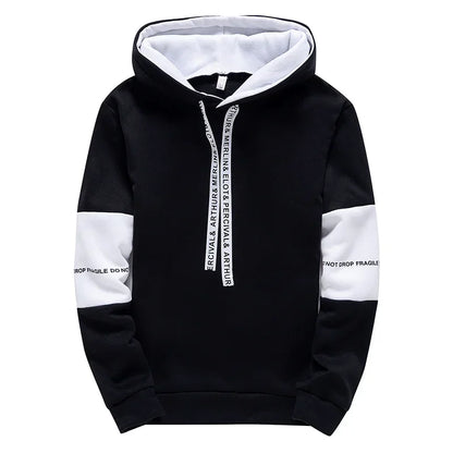 Men’s Typography Pullover Hoodie – Clean Preppy Streetwear Sweatshirt