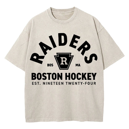 Vintage Hockey-Inspired Acid Wash Graphic T-Shirt – Retro Sports Streetwear Tee