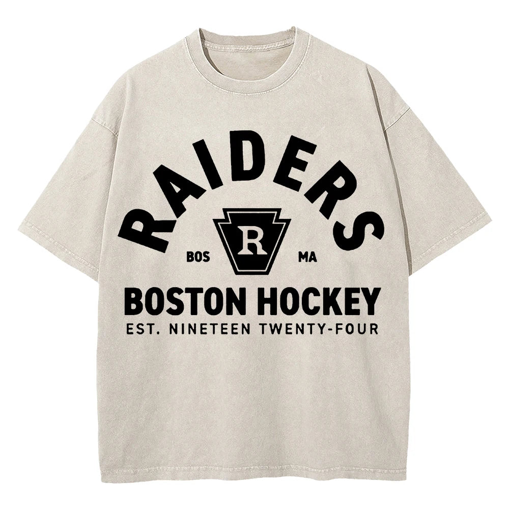 Vintage Hockey-Inspired Acid Wash Graphic T-Shirt – Retro Sports Streetwear Tee