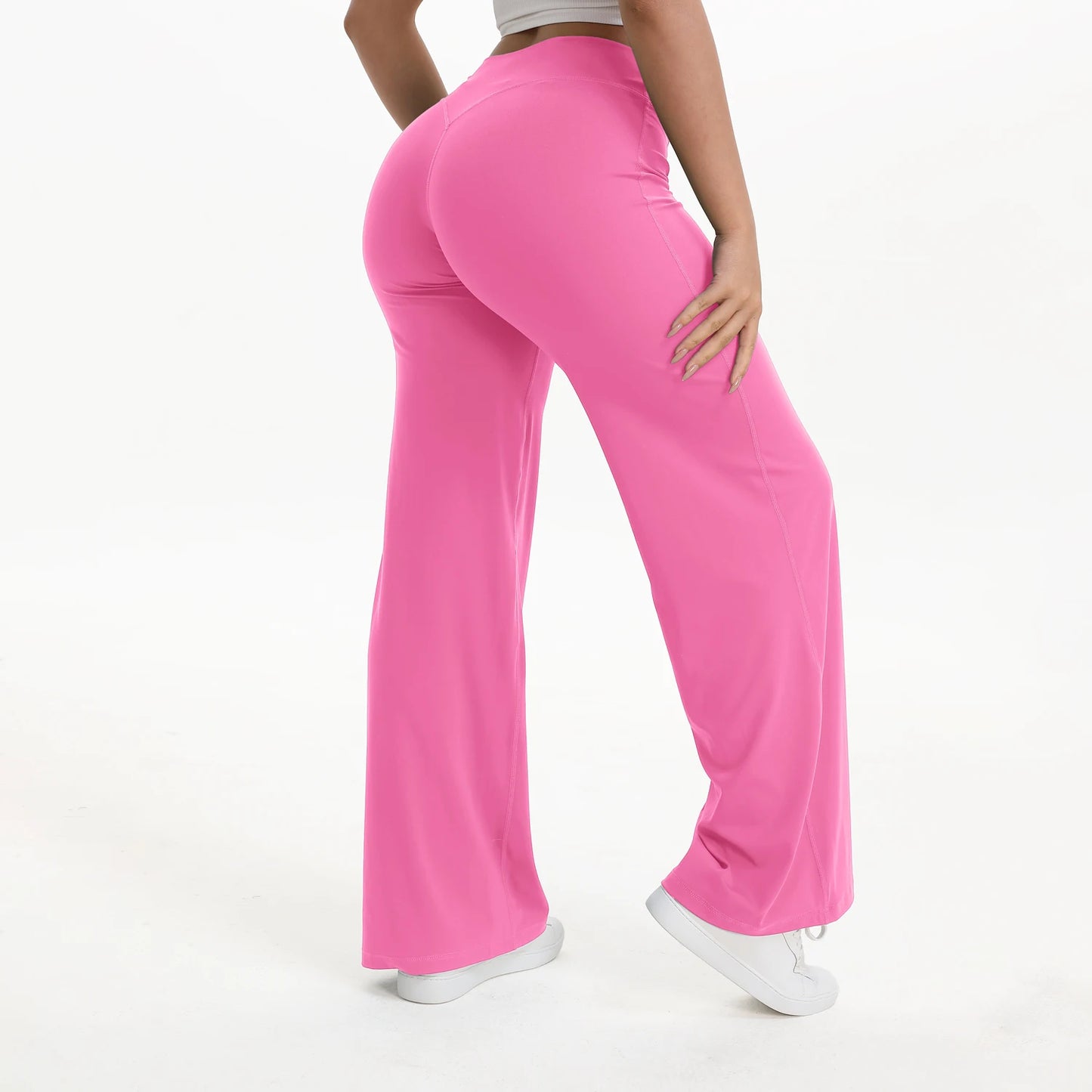 Women’s Straight Leg Yoga Pants – Mid Waist Loose Fit Pilates & Running Trousers