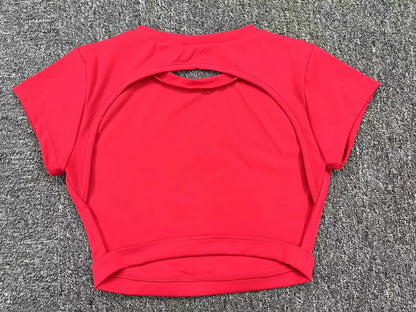Women’s Backless Sports Crop Top – Slim Fit Yoga & Gym Training Shirt