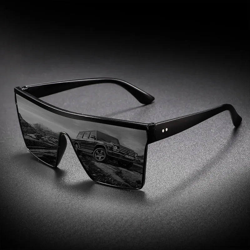 Futuristic Oversized Visor Sunglasses – Y2K Reflective “Mask” Shield Shades