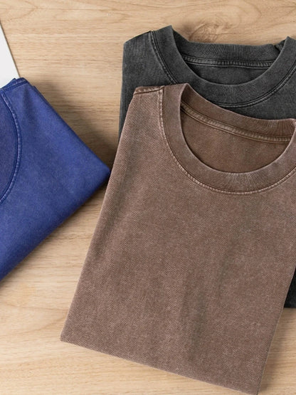 Vintage Washed Essential T-Shirt – Minimal Streetwear Loose Fit Tee