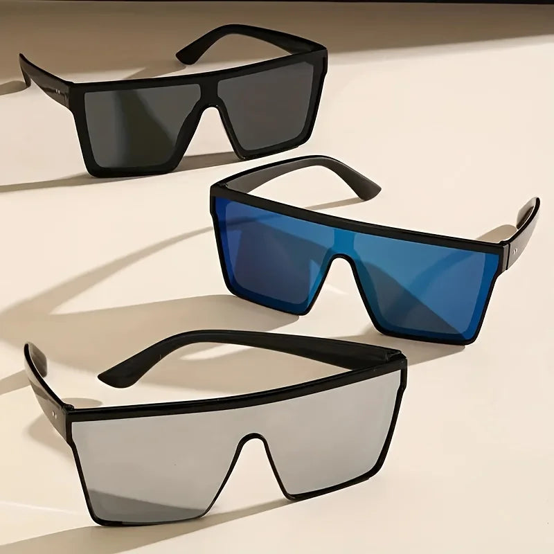 Futuristic Oversized Visor Sunglasses – Y2K Reflective “Mask” Shield Shades