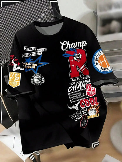 Men’s Graffiti Graphic Jersey Tee – Urban Streetwear Statement T-Shirt