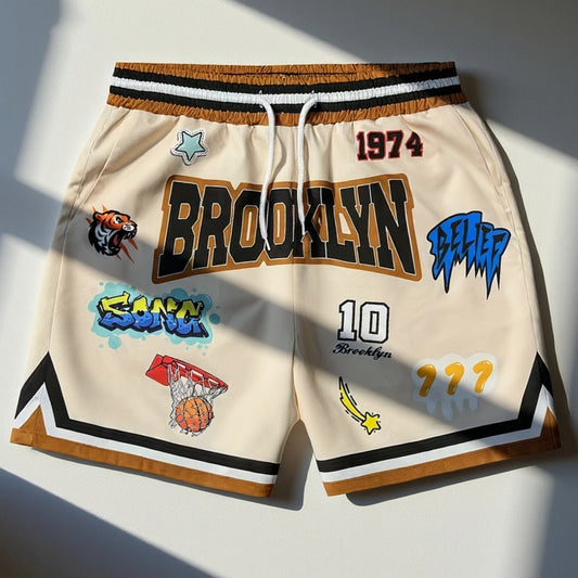 Brooklyn Graffiti Basketball Shorts – Y2K Streetwear Statement Shorts