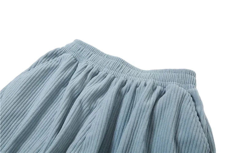 Y2K Wide-Leg Corduroy Pants – High Waist Oversized Streetwear Trousers