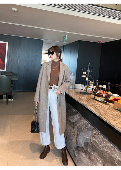 Women’s Minimal Mock Neck Knit Top – Slim Fit Long Sleeve Sweater