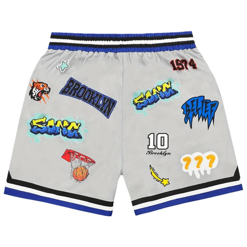 Brooklyn Graffiti Basketball Shorts – Y2K Streetwear Statement Shorts