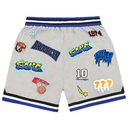 Brooklyn Graffiti Basketball Shorts – Y2K Streetwear Statement Shorts