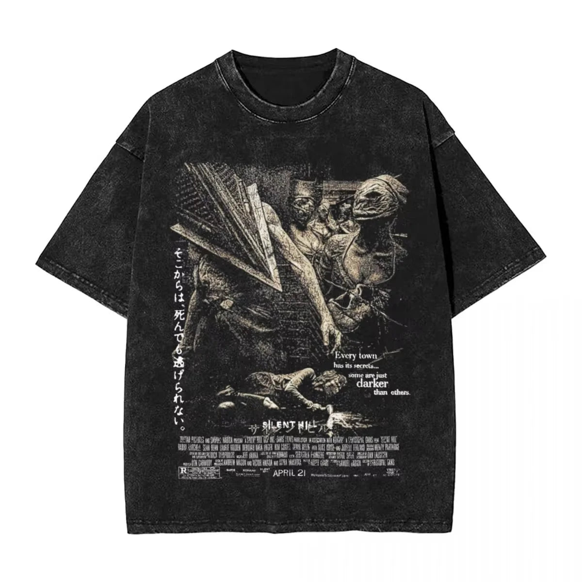 Silent Hill Graphic T-Shirt – Vintage Washed Horror Streetwear Tee