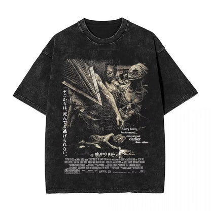 Silent Hill Graphic T-Shirt – Vintage Washed Horror Streetwear Tee