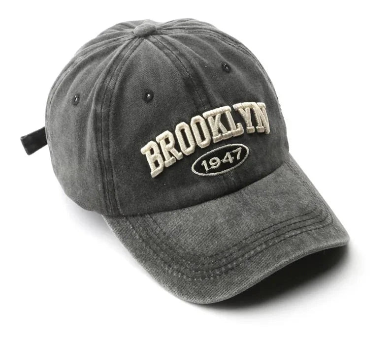 Brooklyn Embroidered Baseball Cap – Vintage Streetwear Cotton Hat