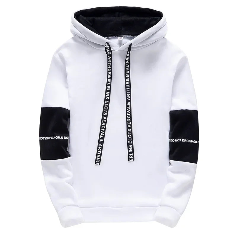 Men’s Typography Pullover Hoodie – Clean Preppy Streetwear Sweatshirt