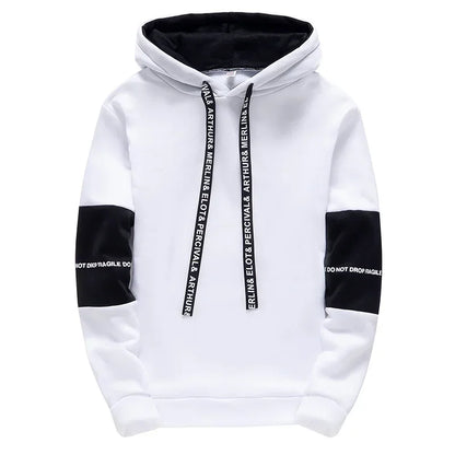 Men’s Typography Pullover Hoodie – Clean Preppy Streetwear Sweatshirt