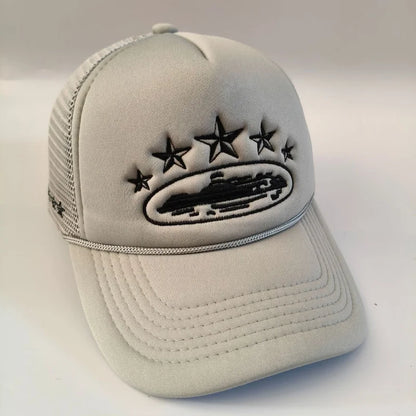 Five Star Graphic Trucker Cap – Y2K Streetwear Mesh Baseball Hat