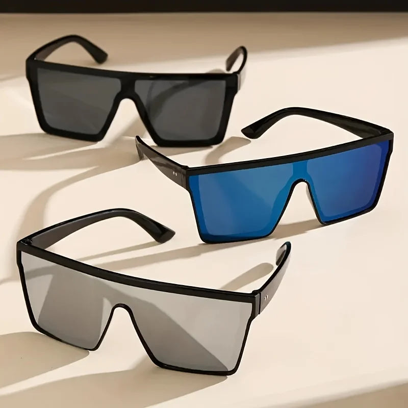Futuristic Oversized Visor Sunglasses – Y2K Reflective “Mask” Shield Shades