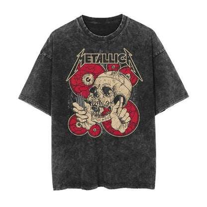 Metallica Vintage Washed Rock Punk Tee – 90s American Retro Y2K Graphic Streetwear T-Shirt