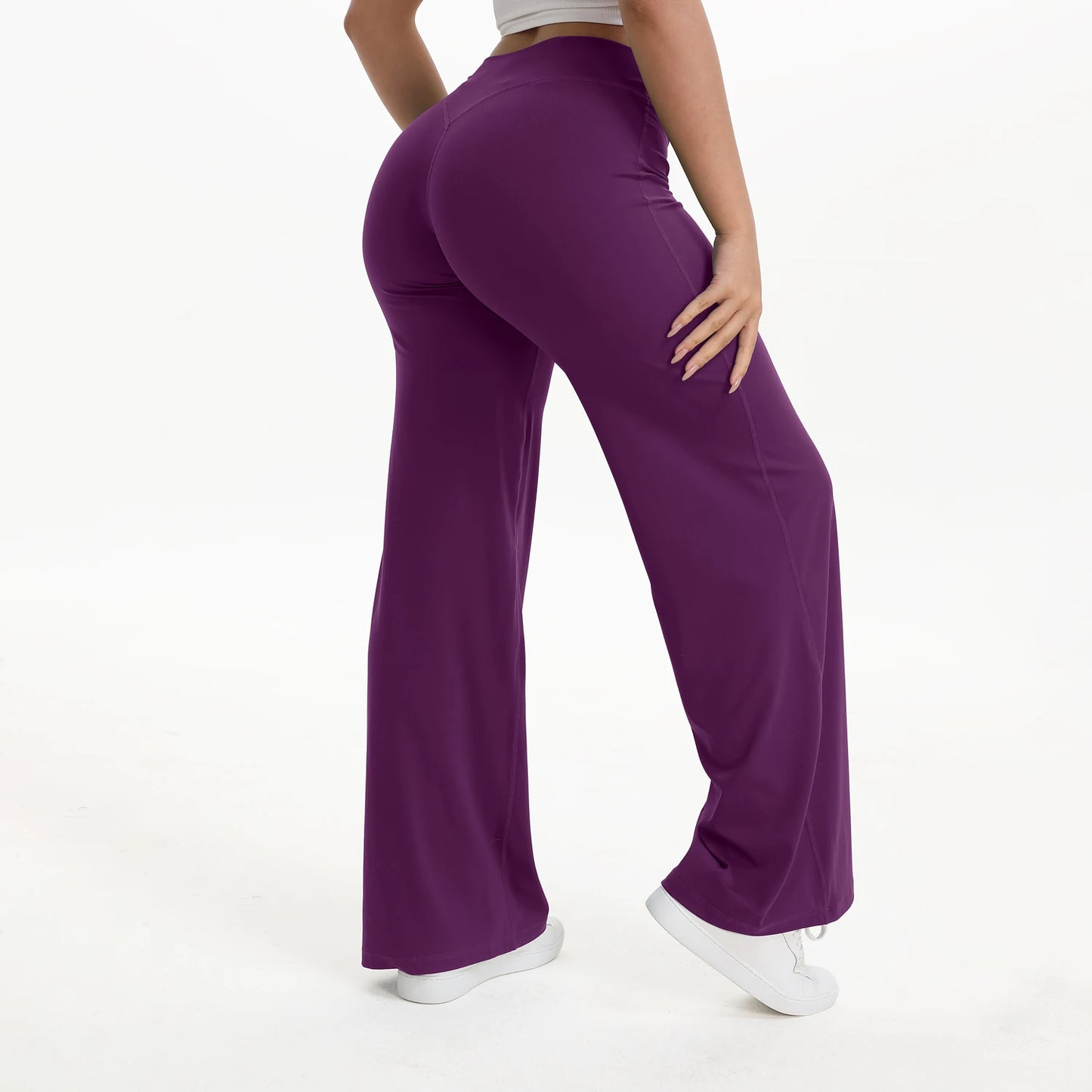 Women’s Straight Leg Yoga Pants – Mid Waist Loose Fit Pilates & Running Trousers