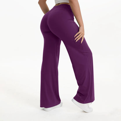 Women’s Straight Leg Yoga Pants – Mid Waist Loose Fit Pilates & Running Trousers