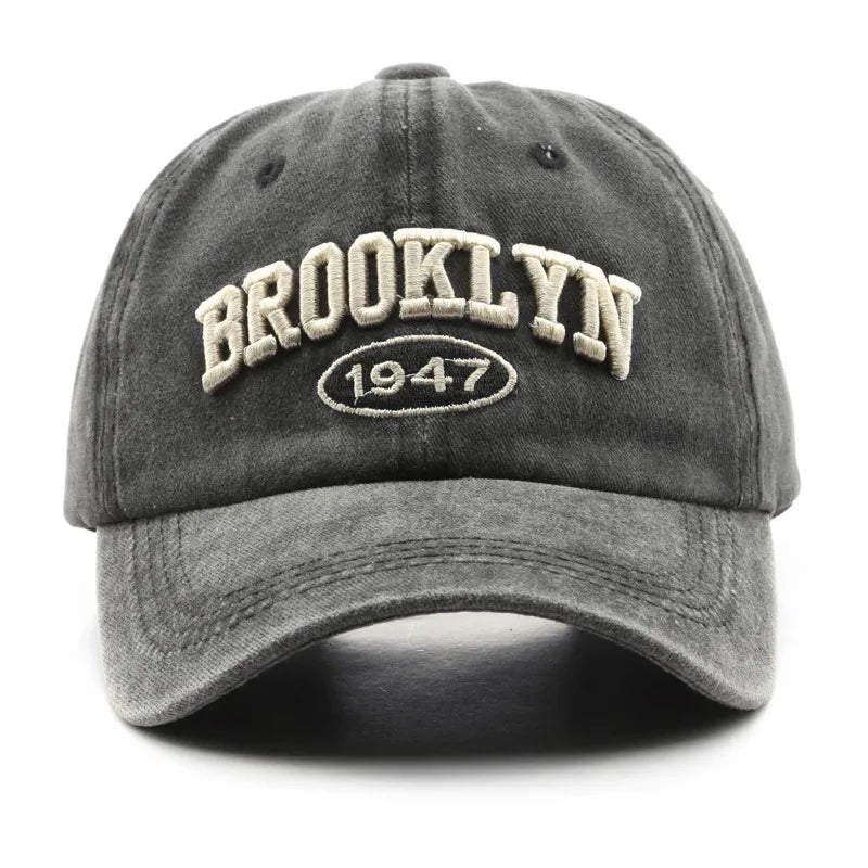 Brooklyn Embroidered Baseball Cap – Vintage Streetwear Cotton Hat