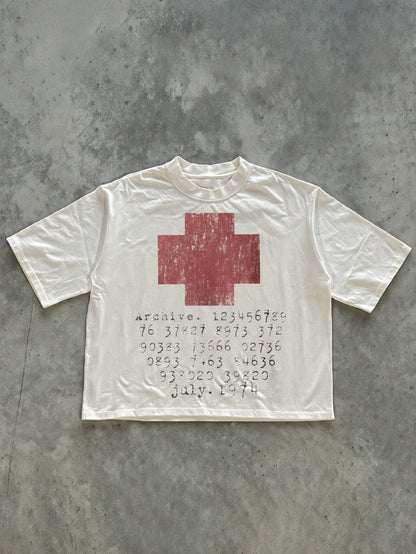Vintage Lifeguard Cross Graphic T-Shirt – Y2K Beachcore Streetwear Tee
