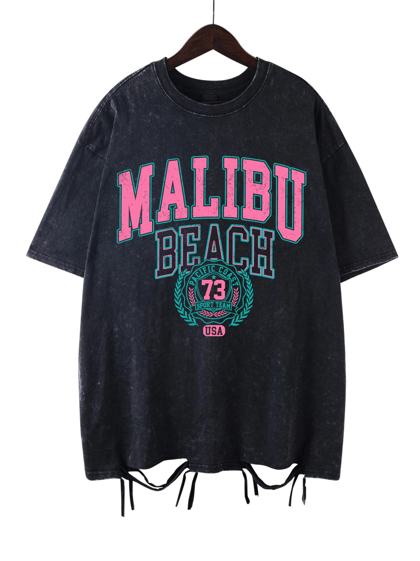 Malibu Beach Vintage Washed T-Shirt – Oversized Coastal Streetwear Tee