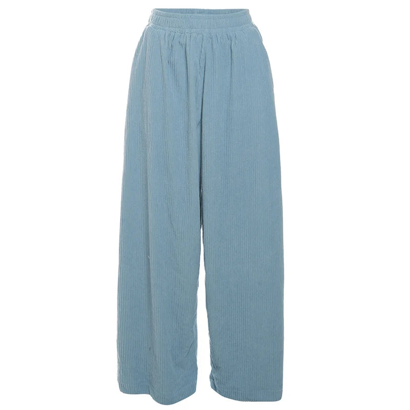 Y2K Wide-Leg Corduroy Pants – High Waist Oversized Streetwear Trousers