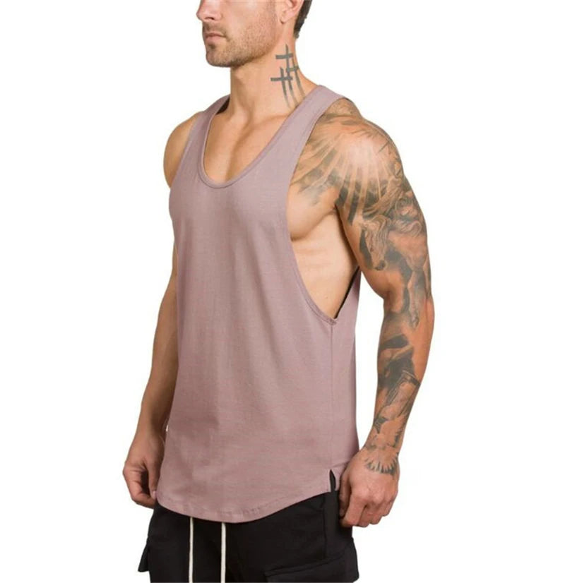 Men’s Cotton Muscle Tank Top – Lat Cut Sleeveless Gym & Training Vest