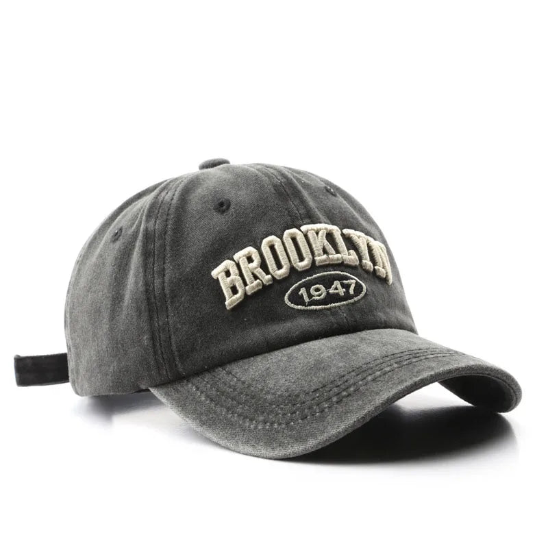 Brooklyn Embroidered Baseball Cap – Vintage Streetwear Cotton Hat