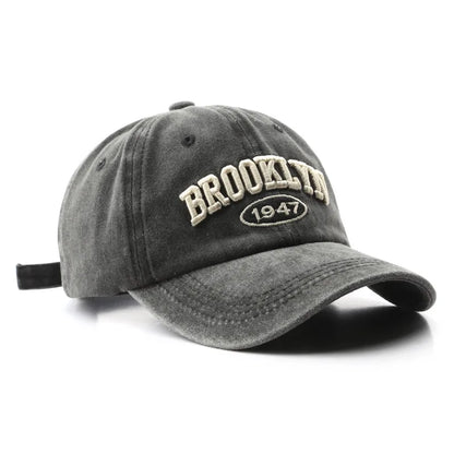 Brooklyn Embroidered Baseball Cap – Vintage Streetwear Cotton Hat
