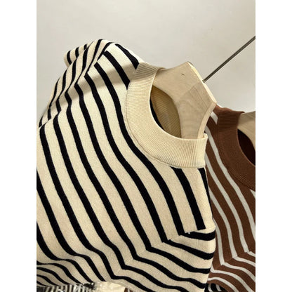 Women’s Striped Mock Neck Knit Top – Slim Fit Cropped Sweater Tee