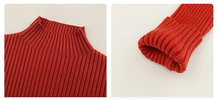 Women’s Minimal Mock Neck Knit Top – Slim Fit Long Sleeve Sweater