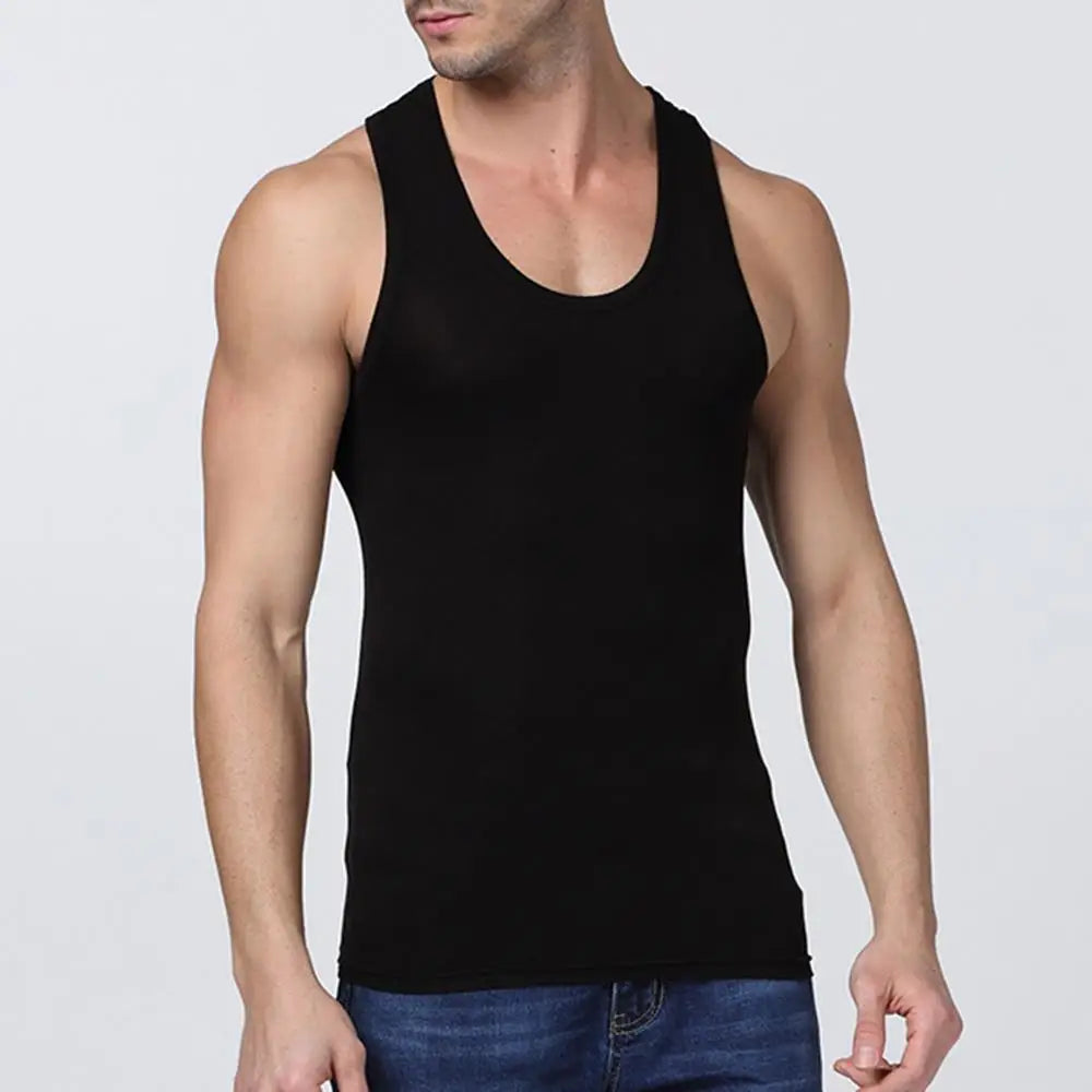 Men’s Classic Cotton Tank Top – Slim Fit Sleeveless Bodybuilding Vest