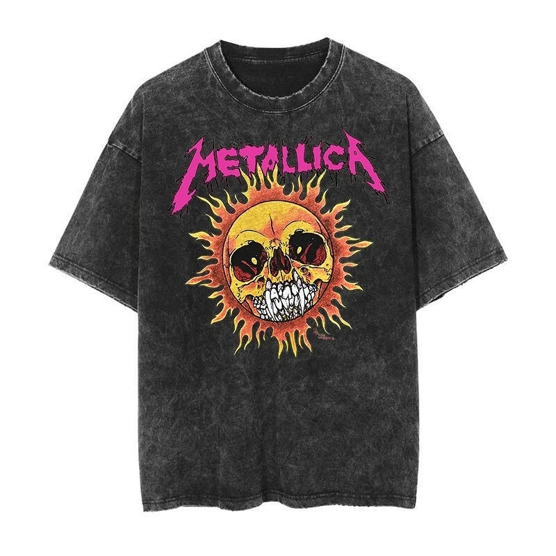 Metallica Vintage Washed Rock Punk Tee – 90s American Retro Y2K Graphic Streetwear T-Shirt