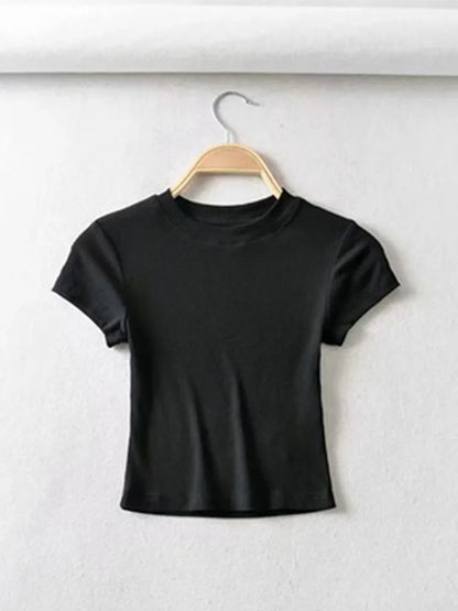 Women’s Sculpted Crop T-Shirt – Minimal Slim Fit Stretch Tee