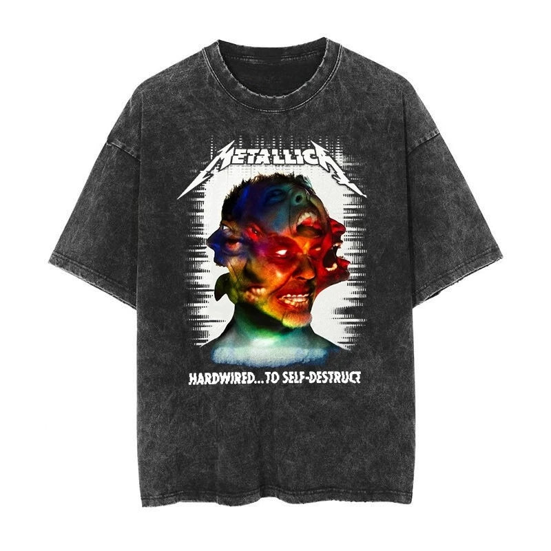 Metallica Vintage Washed Rock Punk Tee – 90s American Retro Y2K Graphic Streetwear T-Shirt