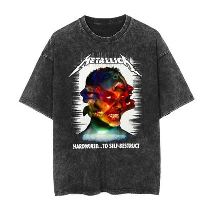 Metallica Vintage Washed Rock Punk Tee – 90s American Retro Y2K Graphic Streetwear T-Shirt