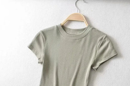 Women’s Sculpted Crop T-Shirt – Minimal Slim Fit Stretch Tee