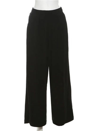 Y2K Wide-Leg Corduroy Pants – High Waist Oversized Streetwear Trousers