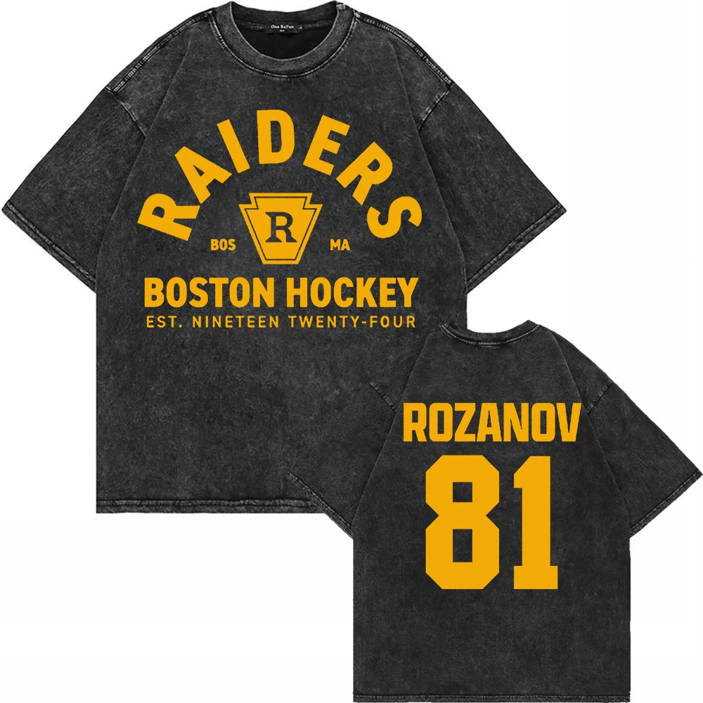 Vintage Hockey-Inspired Acid Wash Graphic T-Shirt – Retro Sports Streetwear Tee