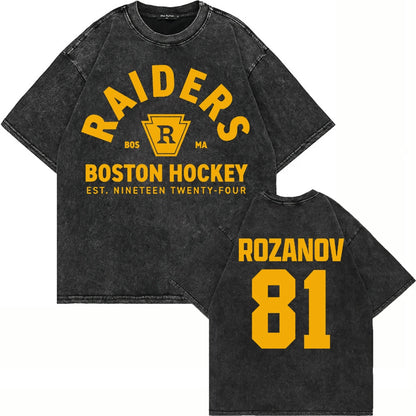 Vintage Hockey-Inspired Acid Wash Graphic T-Shirt – Retro Sports Streetwear Tee