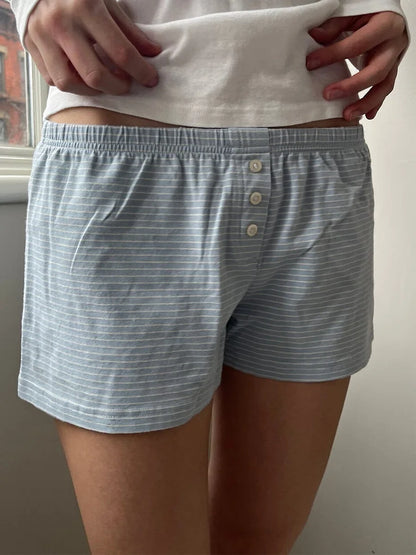 Y2K Low Waist Boxer Pajama Shorts – Vintage Cute Lounge Sleep Shorts
