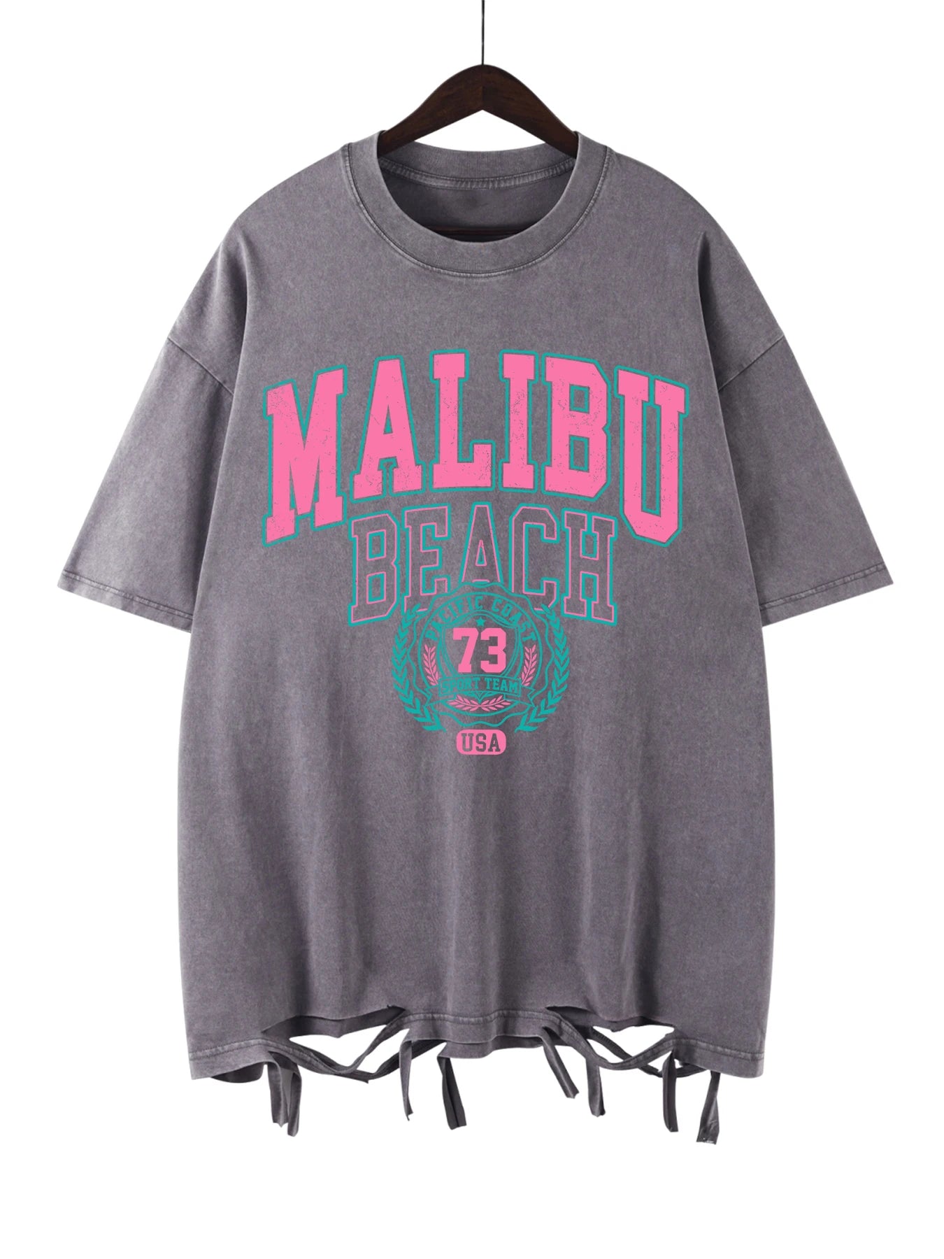 Malibu Beach Vintage Washed T-Shirt – Oversized Coastal Streetwear Tee