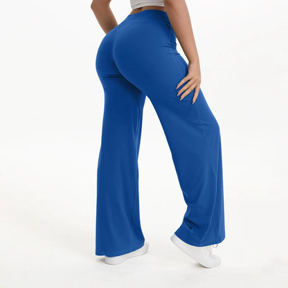 Women’s Straight Leg Yoga Pants – Mid Waist Loose Fit Pilates & Running Trousers