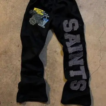 Y2K Street Gangster Wide-Leg Pants – Graphic Print Streetwear Trousers