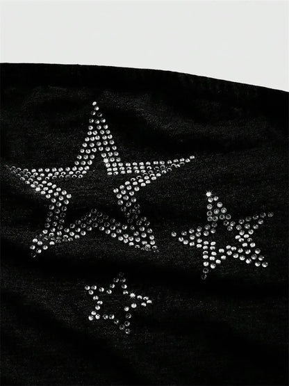 Rhinestone Star Tube Top – Y2K Punk Rock Strapless Crop Top